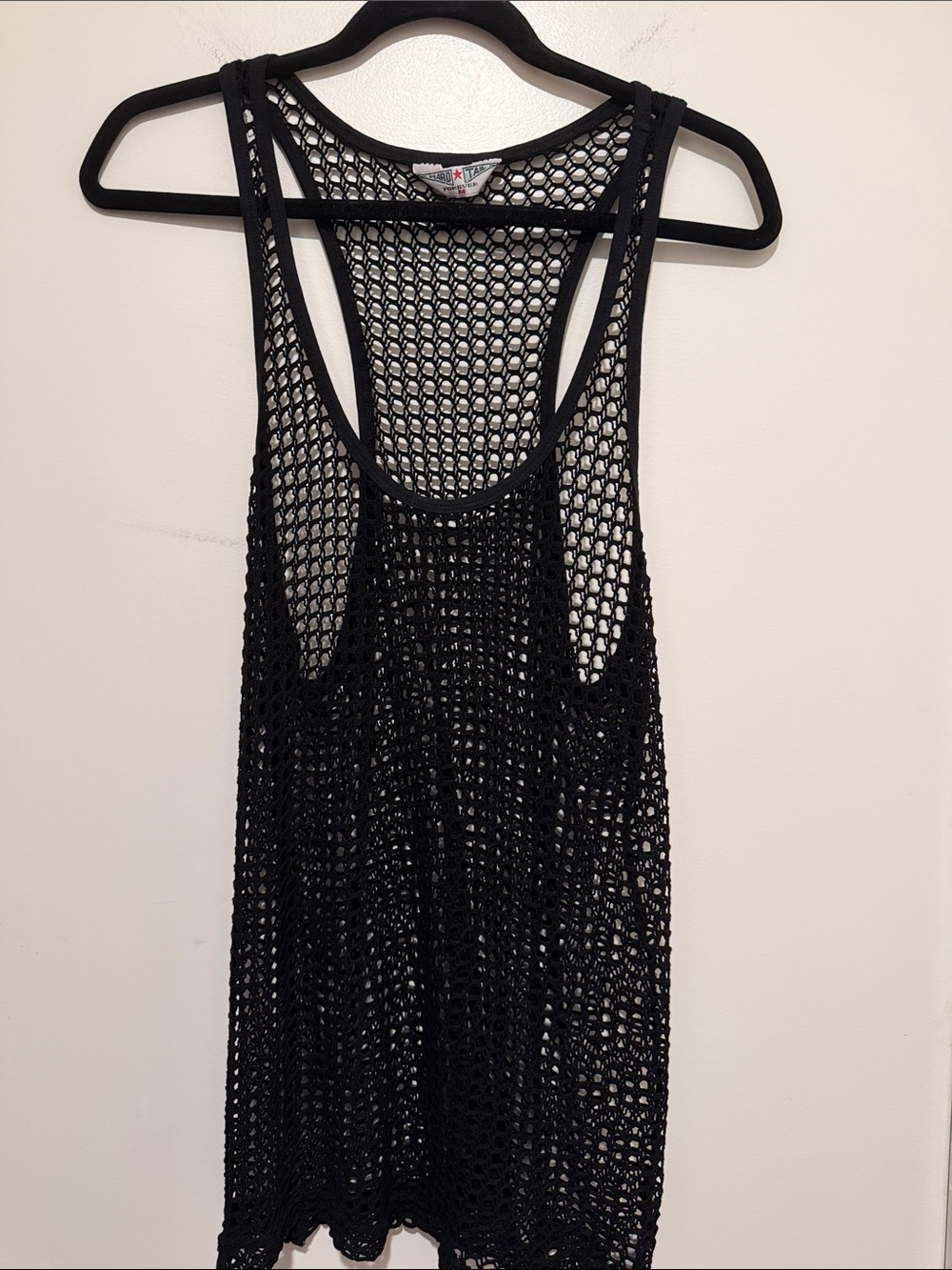 Women's Black Open-Knit Racerback Tank - Hard Tail